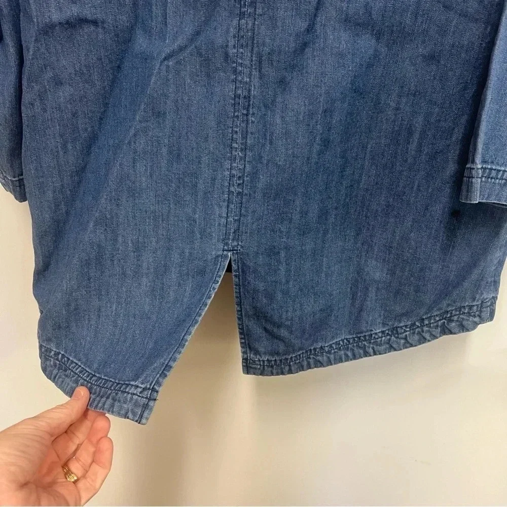 Hanna Andersson denim hooded jacket with embroidery and patches size US 8/130 cm